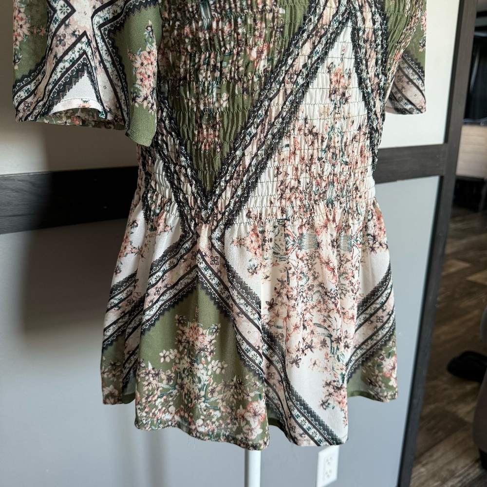 SWEET RAIN woman’s floral blouse cap short sleeve pelpum size large - Picture 8 of 12